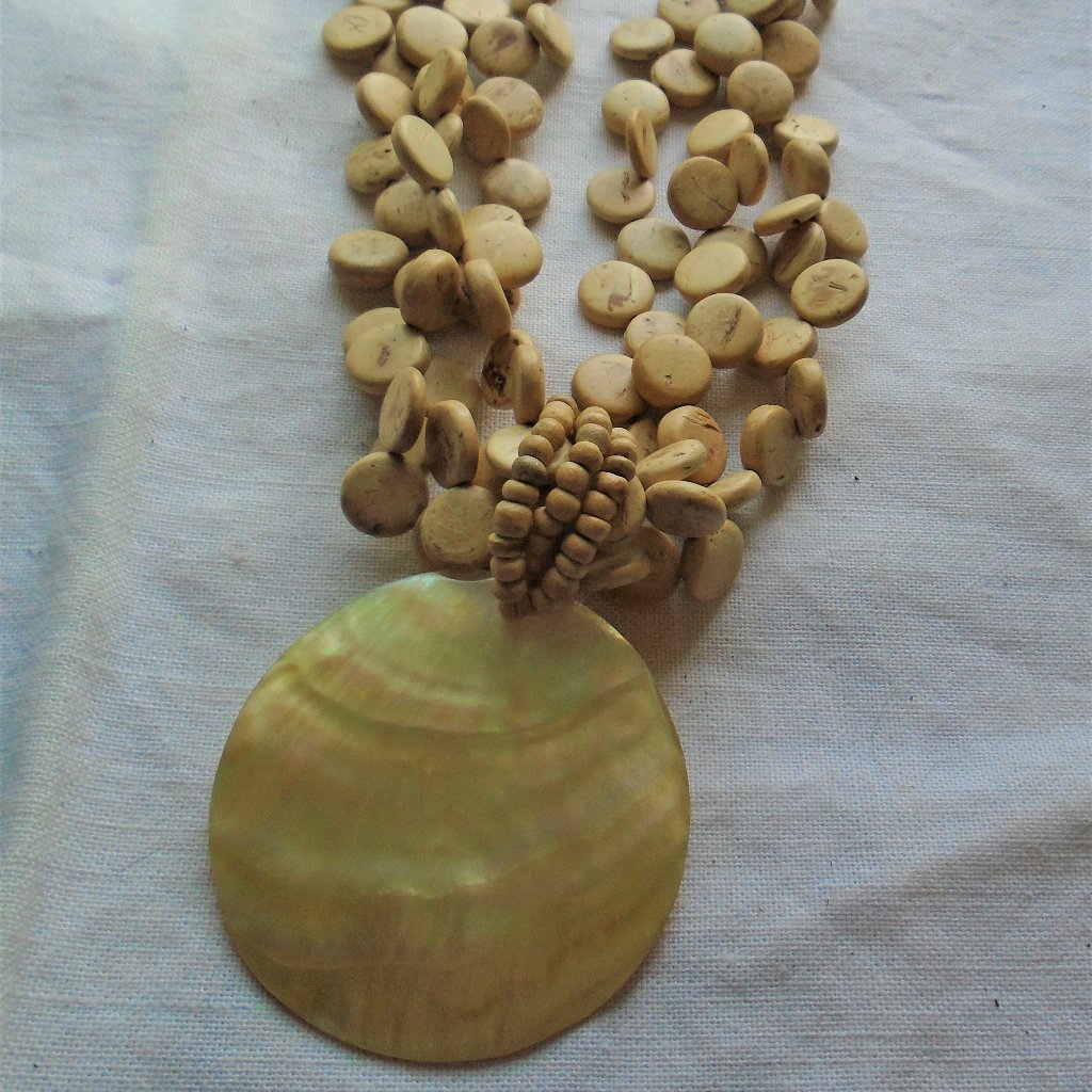 Ny Brand Shell And Wood Necklace